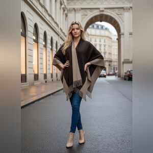 Poncho/open front reversible Multi Colored Wrap